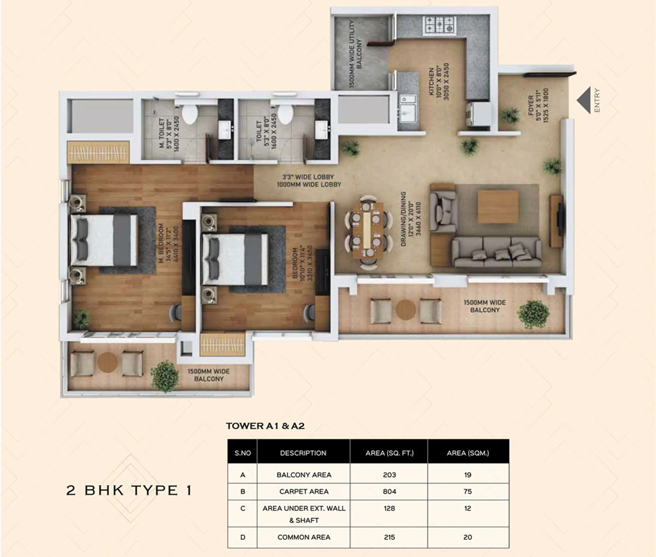 3 BHK Floor Plan