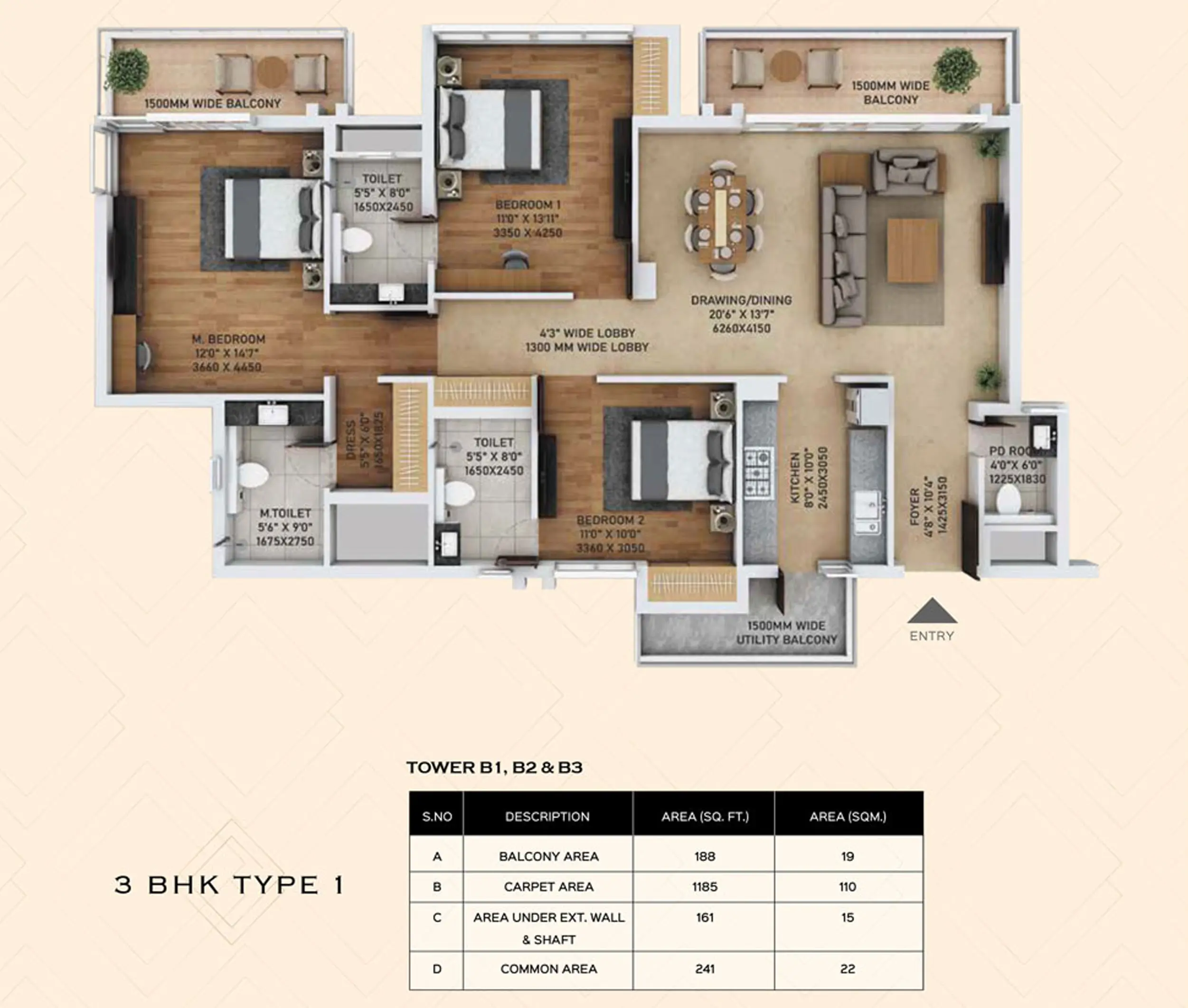 4 BHK Floor Plan