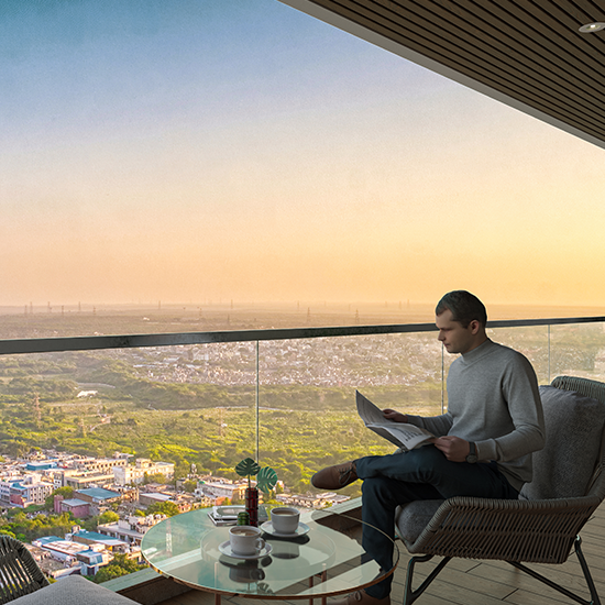 Spacious balcony with a view