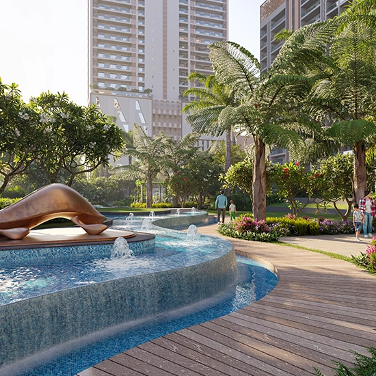 Lush green private park for residents